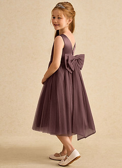 Azazie Winnie Flower Girl Dresses Espresso Ball-Gown Bow Tulle Dress image5