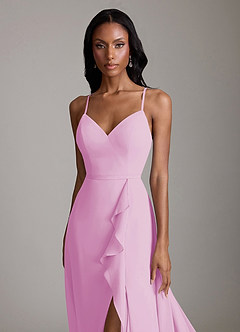 Azazie Naeem Bridesmaid Dresses Candy Pink A-Line V-Neck Ruffle Chiffon Dress image6