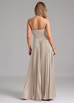 Azazie Vini Robes de demoiselle d'honneur Robe Trapèze en Satin extensible Plissée Givre image6