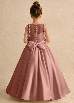 Azazie Trinity Flower Girl Dresses Cedar Rose Ball-Gown Bow Matte Satin Dress image2