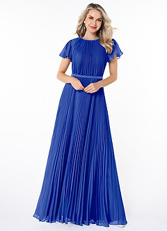 Azazie Kara vestidos de dama de honor modestos Vestido de Corte En A Plisado Hasta el suelo Gasa image4
