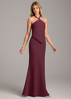 Azazie Keisha Brautjungfernkleider Etui Chiffon Kleid Cabernetrot image3