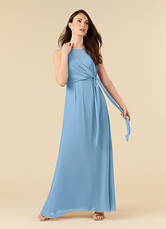 Azazie Marchioness Mother of the Bride Dresses Steel Blue A-Line Scoop Pleated Chiffon Dress image1