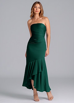 Azazie Danie Final Sale Emerald Sheath Strapless Chiffon Dress image5