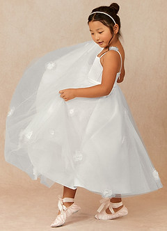 Azazie Doe Flower Girl Klänningar Klänning A-Line i Tyll Spets image3
