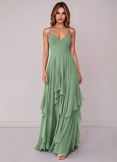 Azazie Zaina Bridesmaid Dresses Matcha A-Line Chiffon Dress image4