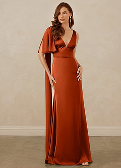 Christian Siriano Bridal for Azazie 1011 Bridesmaid Dresses Paprika Mermaid Bow Stretch Satin Dress image5