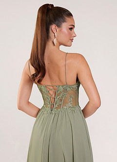 Thalyago Dusty Sage Beading Lace Satin Faced Chiffon Prom Dress image7