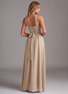 Azazie Dixie Bridesmaid Dresses Taupe A-Line Halter Pleated Chiffon Dress image2