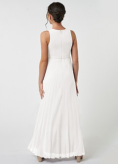 Azazie Lindie Junior Jurk van Chiffon met A-Lijn Geplooid Wit image2