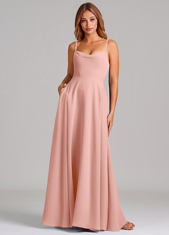 Azazie Elle Bridesmaid Dresses Rosette A-Line Pleated Chiffon Dress image1