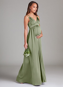 Azazie Emree Abiti da damigella d'onore premaman Abito A-Line con tasche Raso Elasticizzato Floor-Length image4