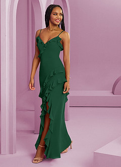 Barbie ♥ Azazie Abiti da Damigella Abito Tubino in Chiffon Verde Scuro image7