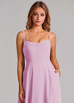 Azazie Elle Jurken voor bruidsmeisjes Jurk van Chiffon met A-Lijn Geplooid Snoep Roze image6