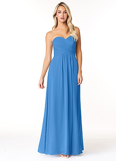 Azazie Yazmin Bridesmaid Dresses Blue Jay A-Line Sweetheart Neckline Chiffon Convertible Dress image4