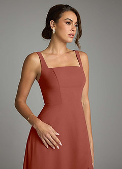 Azazie Debra Bridesmaid Dresses Auburn A-Line with Pockets Chiffon Convertible Dress image3