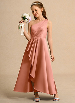 Azazie Taffy Junior Formal Jurken voor bloemenmeisjes A-Lijn Jurk van Mat Satijn Kant Meer Gesneden image3