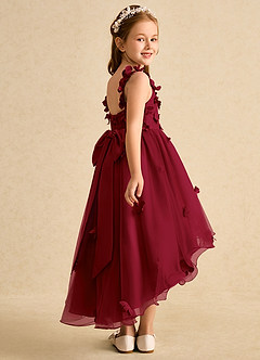 Azazie Tweety Flower Girl Dresses Burgundy A-Line Lace Tulle Dress image6