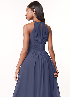 Azazie Bonnie Bridesmaid Dresses Stormy A-Line Keyhole Ruched Chiffon Dress image4