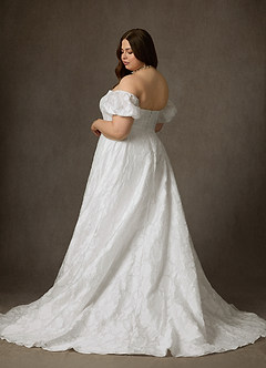 Azazie Gladiola Vestidos de noiva Vestido Diamante Branco de Jacquard Floral Burnout de Vestido de baile com Decote em coração image15