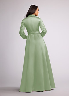 Azazie Ruth Mother of the Bride Dresses Dusty Sage A-Line Lace Matte Satin Dress image4