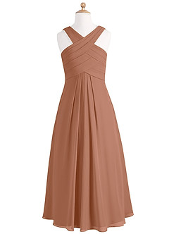 Azazie Kaleigh Junior Bronzer A-Line Pleated Chiffon Dress image5