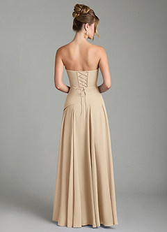 Azazie Gabriela Robes de demoiselle d'honneur Robe Trapèze en Mousseline de soie Corset Champagne image8