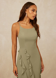Christian Siriano Bridal for Azazie 1006 Bridesmaid Dresses Moss Green Mermaid Ruched Chiffon Dress image6