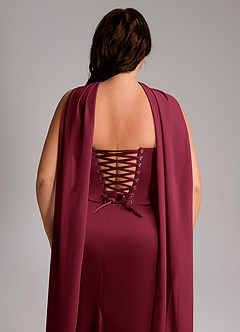 Azazie Sorrel Jurken voor bruidsmeisjes Converteerbaar Jurk van Stretch Satijn met Zeemeermin Strapless Bourgondië image5