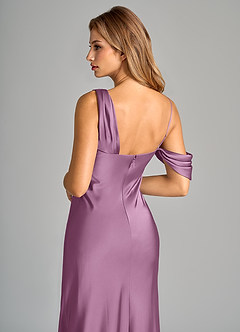 Azazie Celina Bridesmaid Dresses Wisteria Sheath Off the Shoulder Stretch Satin Dress image8