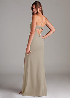 Azazie Leonis Bridesmaid Dresses Taupe Sheath Strapless Stretch Crepe Convertible Dress image3