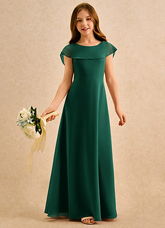Azazie Kittie Girls Formal Jurken voor bloemenmeisjes A-Lijn Jurk van Chiffon Smaragd image1