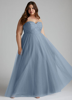 Azazie Roni Bridesmaid Dresses Dusty Blue A-Line Sweetheart Neckline Tulle Convertible Dress image7