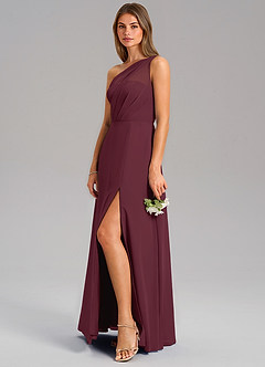Azazie Phaedra Brautjungfernkleider A-Linie One-Shoulder Chiffon Kleid Cabernetrot image5