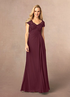 Azazie Jetta Final Sale Cabernet A-Line Sequins Chiffon Dress image1