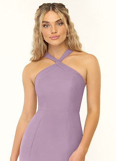 Azazie Rue Bridesmaid Dresses Wisteria A-Line Halter Chiffon Dress image6