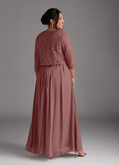 Azazie Ainsling Kleider für die Brautmutter A-Linie Quadratischer Ausschnitt Spitze Chiffon Kleid Wüstenrose image17