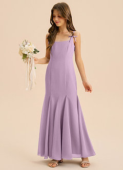 Azazie Evey Junior Abito Sirena in Chiffon Plissettato Glicine image1