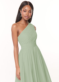 Azazie Katrina Bridesmaid Dresses Dusty Sage A-Line One Shoulder Chiffon Dress image5