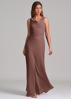 Azazie Nerine Brudtärnklänningar Klä av A-Linje i Chiffong Plisserad Espresso image1