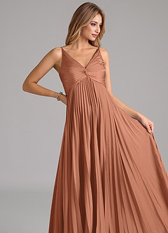 Azazie Raychelle Bridesmaid Dresses Bronzer A-Line Pleated Stretch Satin Dress image7