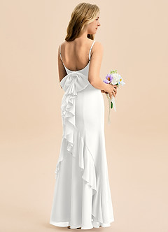 Azazie Lioren Junior White Mermaid Bow Chiffon Dress image1