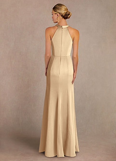 Azazie Tyra Final Sale Champagne Mermaid Lace Stretch Satin Dress image3