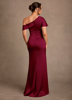 Azazie Rutha Mother of the Bride Dresses Burgundy Sheath One Shoulder Stretch Satin Dress image2