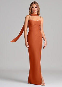 Azazie Calandra Suknie dla druhen Osłona Pofałdowany Szyfon Do ziemi Sukienka image3