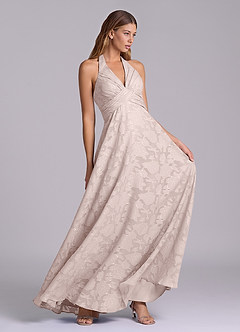 Azazie Tessie Brudtärnklänningar Klä av A-Linje i Blommig Utbrändhet Plisserad Rodnande Rosa image5