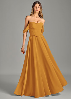 Azazie Chelsey Vestidos de damas de honor Vestido de Caramelo de Gasa de Corte en A Convertible con Vestidos sin tirantes image1