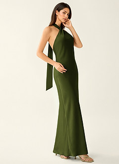 Manllanda Olive Bows Satin Prom Dress image6