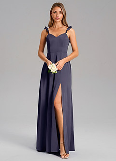 Azazie Everett Bridesmaid Dresses Stormy A-Line Stretch Satin Dress image5