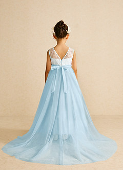 Azazie Tay Flower Girl Dresses Sky Blue A-Line Sequins Tulle Dress image2